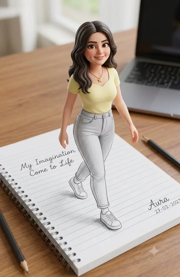 3D Illusion Sketch Portrait Vikas edit example