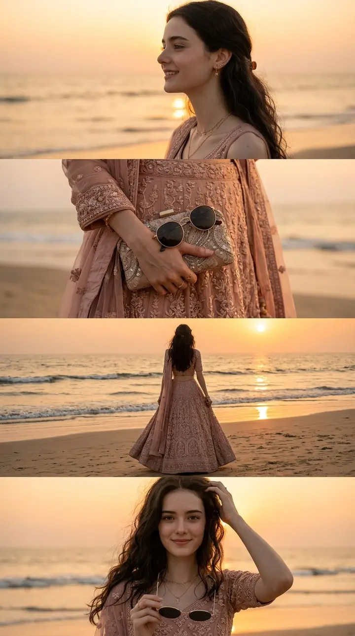Beach Sunset Four-Panel Collage Vikas edit example