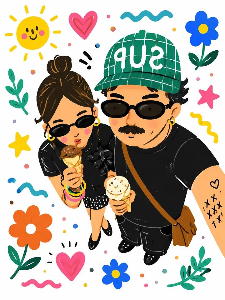 Cartoon Selfie Doodle Illustration Vikas edit example