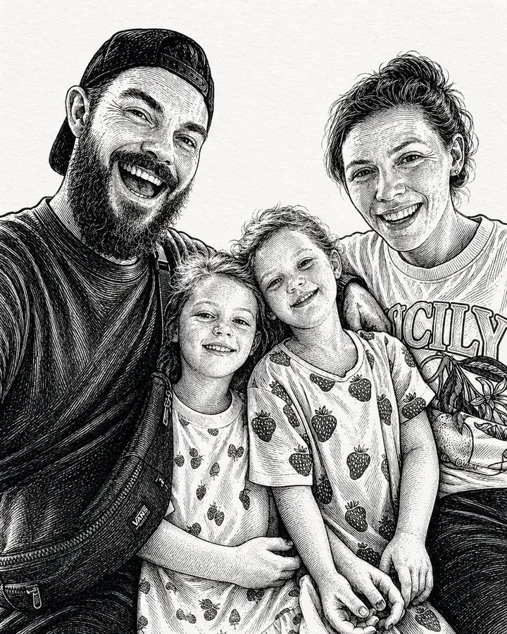 Ink-Etched Family Portrait example