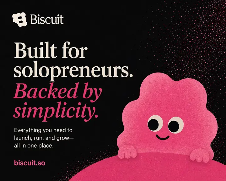 Minimal SaaS Poster with Pink Mascot Vikas edit example