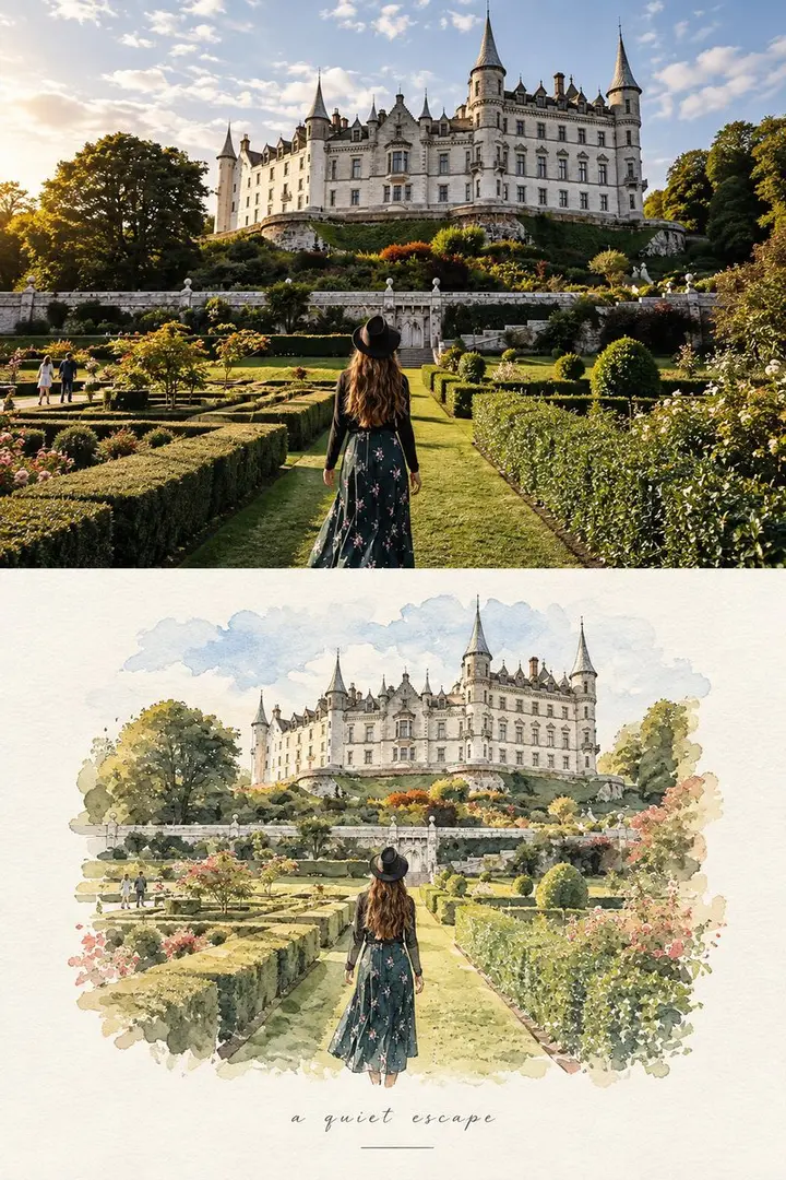 Travel Photo Watercolor Split Composition Vikas edit example